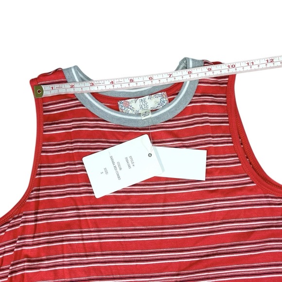 NEW Pink Rose Womens Small Red Gray Striped Tank Top Sleeveless Stretchy Top - Picture 4 of 6
